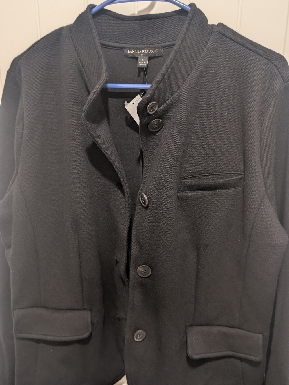 NWT Banana Republic Factory Blazer Women's L Black Jacket Pique Button